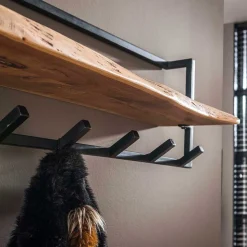 Rustikale Wandgarderobe aus Stahl in Grau - Bash