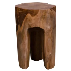 Rustikaler Teakholz Hocker naturbelassen - Verian