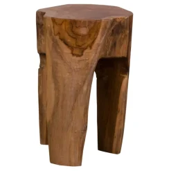 Rustikaler Teakholz Hocker naturbelassen - Verian