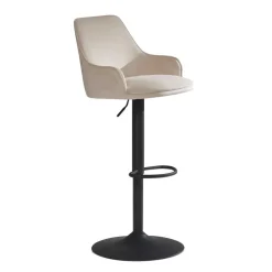 Samt Barstuhl in Beige - Heats