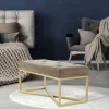 Samt Bettbank in Taupe mit Gold - Davork