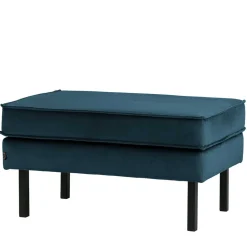 Samt Polsterhocker in Blau & Schwarz - Cumagon