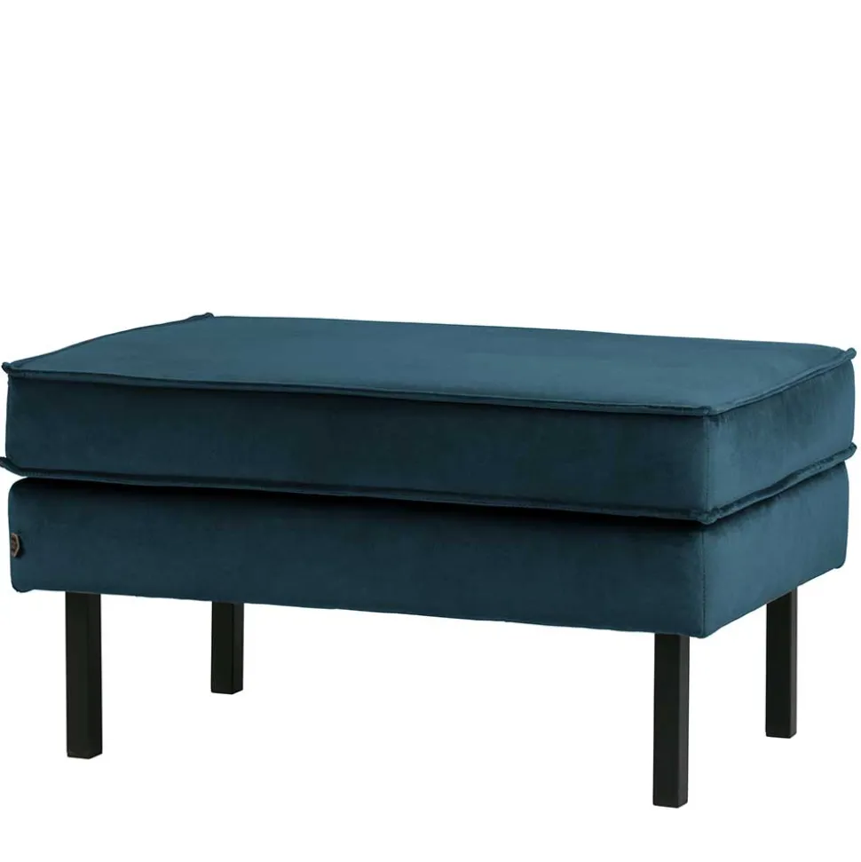 Samt Polsterhocker in Blau & Schwarz - Cumagon