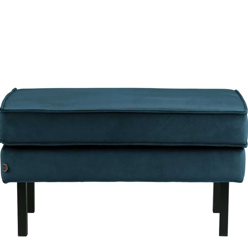 Samt Polsterhocker in Blau & Schwarz - Cumagon
