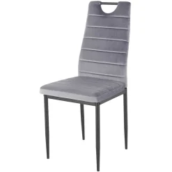 Samt Stühle mit Quersteppung in Grau - Pysio (Set)