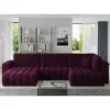 Samt U-Couch in Dunkelrot - Viersitzer - Lakes