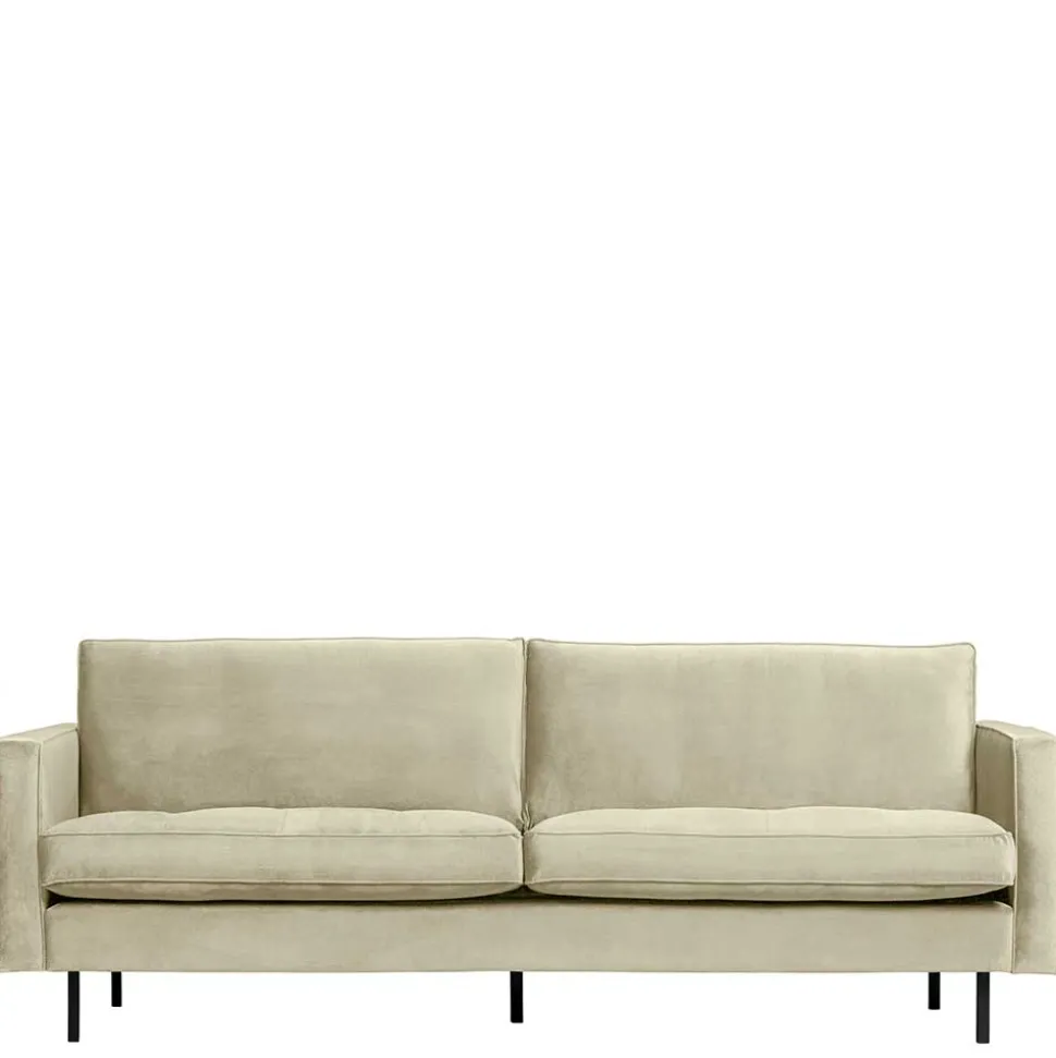 Samt Wohnzimmercouch in Graugrün - Loona