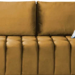 Samtcouch mit Schlaffunktion in Senfgelb - Eraldo