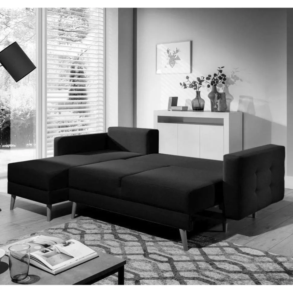 Samt-L-Sofa in Bordeaux Rot - Delphima