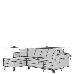 Samt-L-Sofa in Bordeaux Rot - Delphima