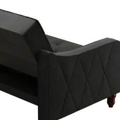Samtsofa mit Bettfunktion in Dunkelgrau - Rubanina