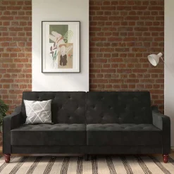 Samtsofa mit Bettfunktion in Dunkelgrau - Rubanina
