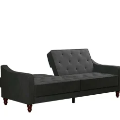 Samtsofa mit Bettfunktion in Dunkelgrau - Rubanina