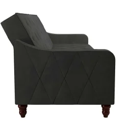 Samtsofa mit Bettfunktion in Dunkelgrau - Rubanina