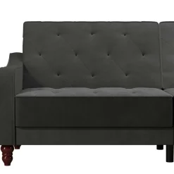 Samtsofa mit Bettfunktion in Dunkelgrau - Rubanina