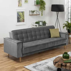 Samtvelours Federkerncouch mit Bettfunktion - Vlacoma