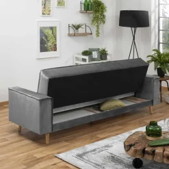 Samtvelours Federkerncouch mit Bettfunktion - Vlacoma