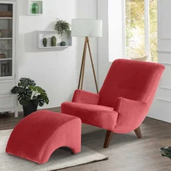 Samtvelours Lesesessel in Rot - Haniata