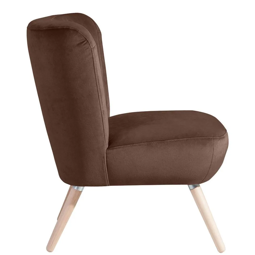 Samtvelours Sessel in Braun und Buche Natur - Hippa