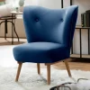 Samtvelours Sessel in Dunkelblau und Erle - Tazza