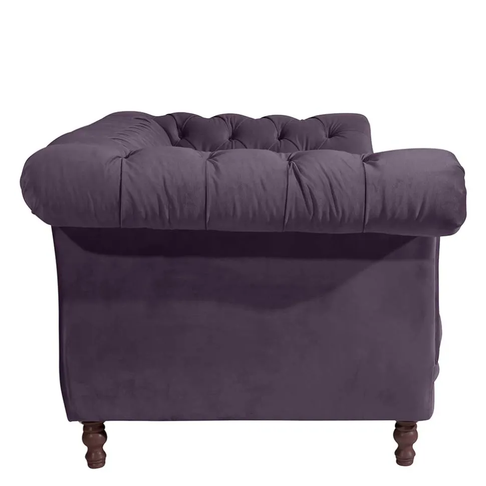 Samtvelours Sofa in Dunkellila - Valbreda