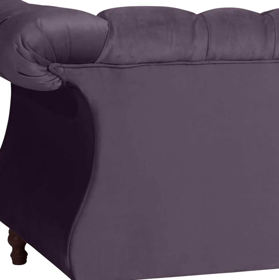 Samtvelours Sofa in Dunkellila - Valbreda