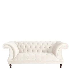 Samtvelours Wohnzimmer Zweisitzer in Creme - Leskan