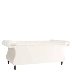 Samtvelours Wohnzimmer Zweisitzer in Creme - Leskan