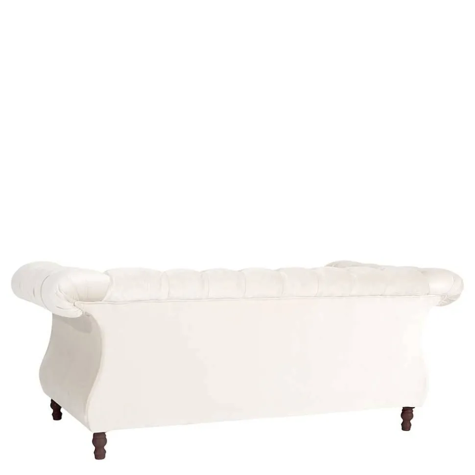 Samtvelours Wohnzimmer Zweisitzer in Creme - Leskan