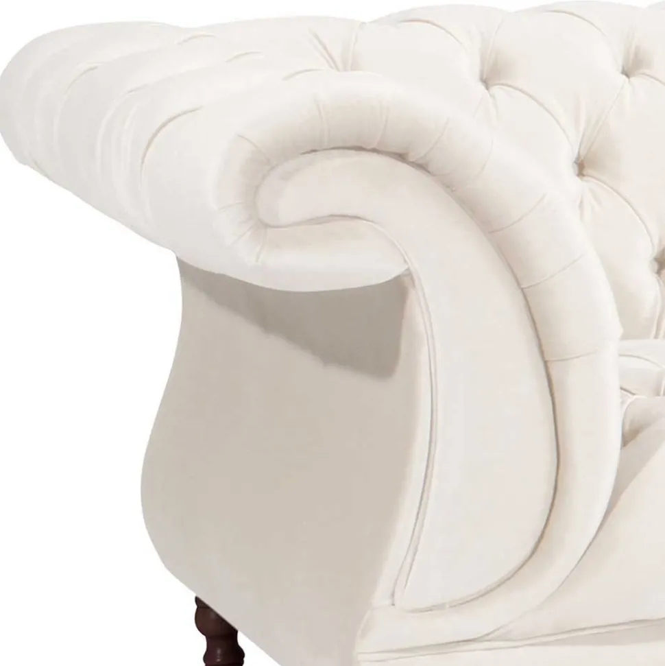Samtvelours Wohnzimmer Zweisitzer in Creme - Leskan