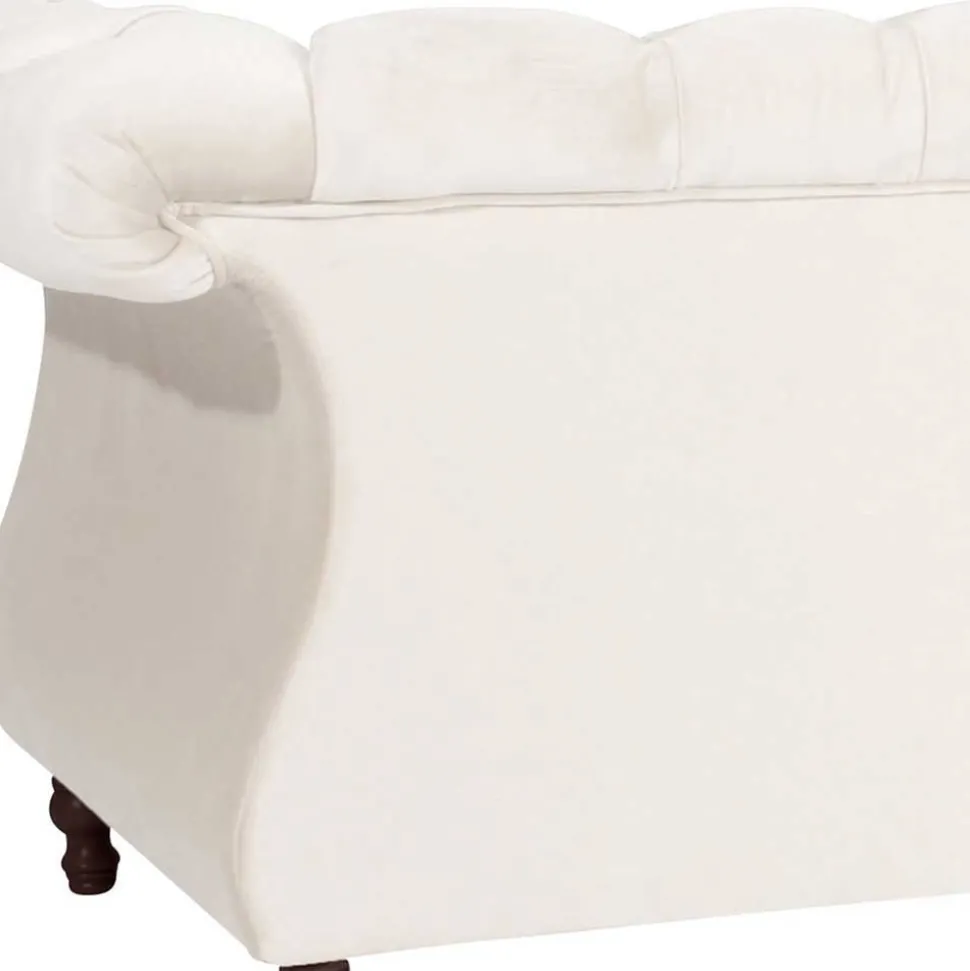 Samtvelours Wohnzimmer Zweisitzer in Creme - Leskan