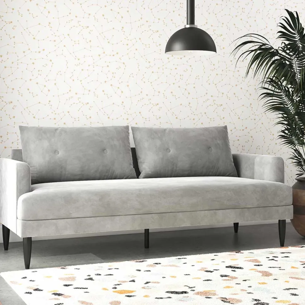 Samt-Wohnzimmercouch in Hellgrau - Belpasso