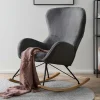 Scandi Chic Schaukelstuhl in Dunkelgrau Plüsch - Sotrigo