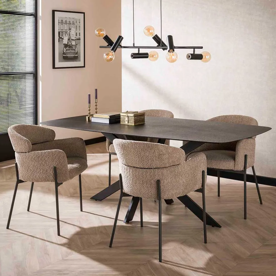 Scandi Design Armlehnstuhl in Beige - Lalita (2er Set)