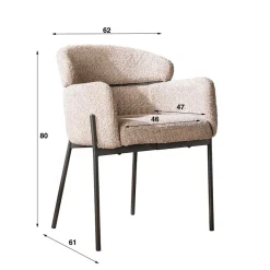 Scandi Design Armlehnstuhl in Beige - Lalita (2er Set)