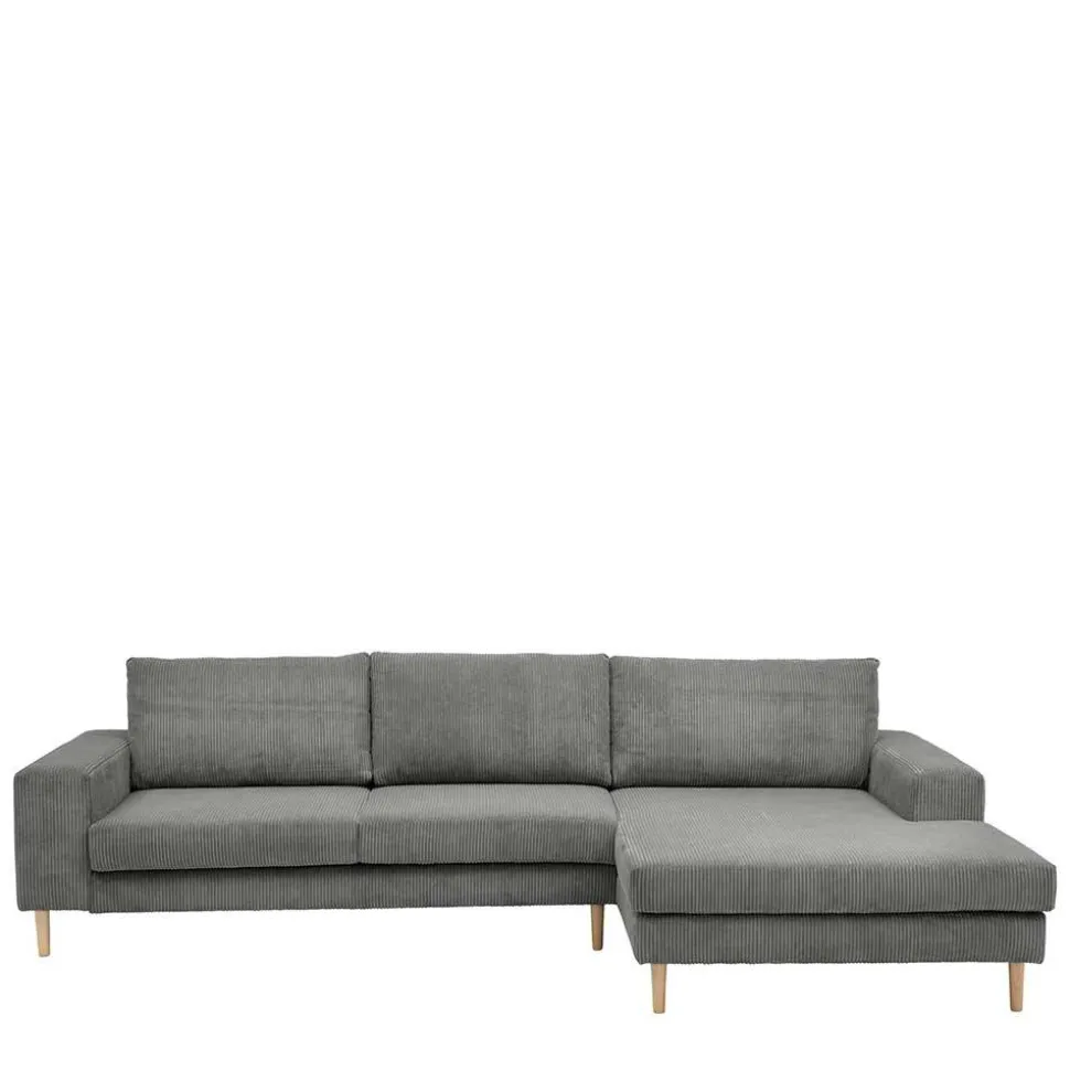 Scandi Ecksofa in Anthrazit mit Buche - Lidio