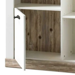 Scandi Landhaus Wohnzimmermöbel Set Nedita in Weiß (vierteilig)