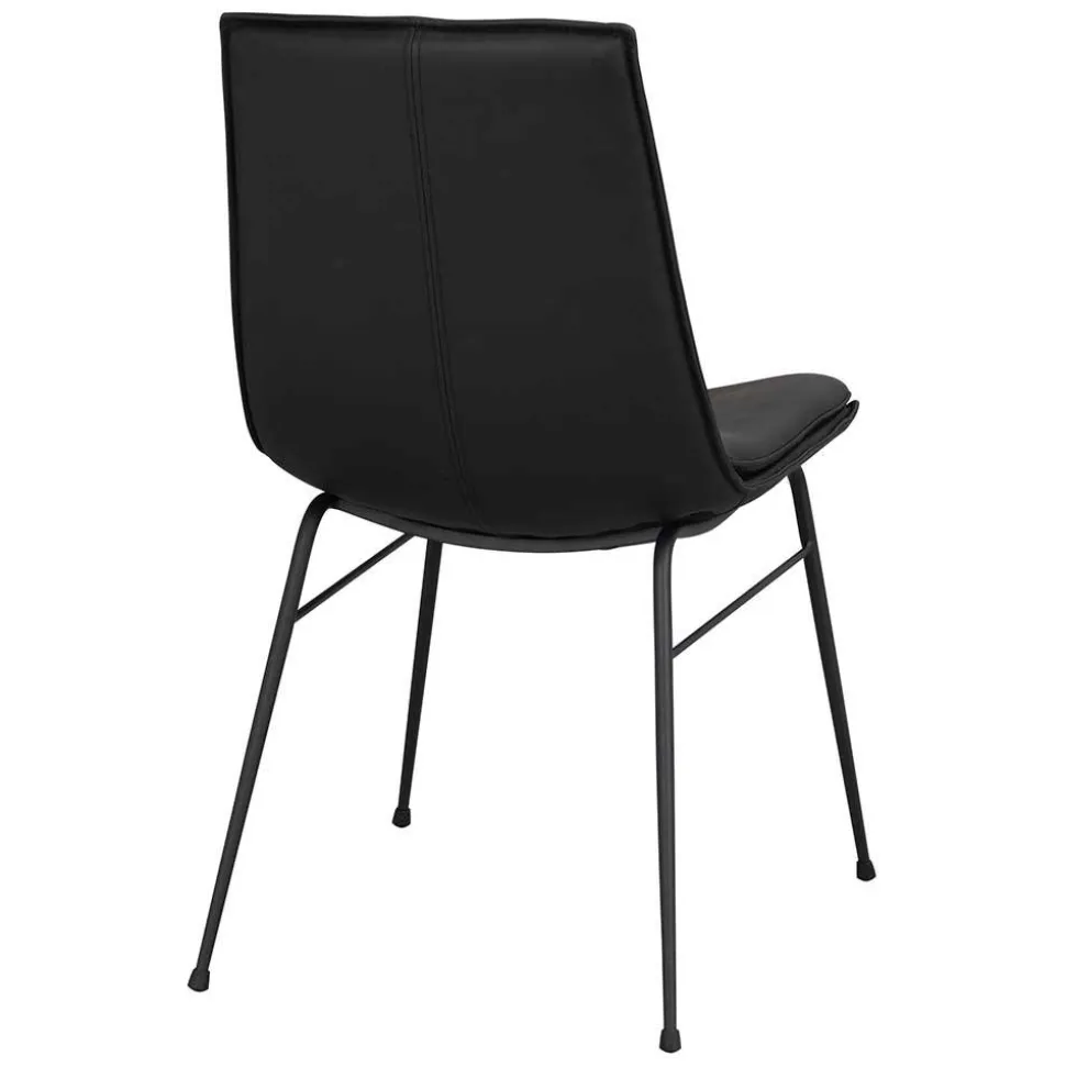 Schalenstuhl in Schwarz - echtes Leder - Freedoms (2er Set)