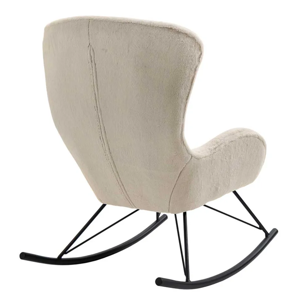Schaukelsessel aus Webplüsch in Beige - Sharkas