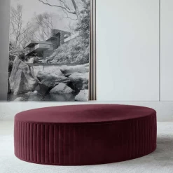 Scheibenförmiger Hocker in Bordeaux Rot - Capa
