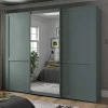 Schiebetürschrank in Graugrün mit Spiegel - Rajavo