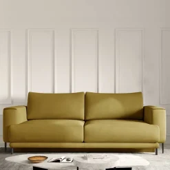 Schlafcouch aus Velours in Senfgelb - Lurymav