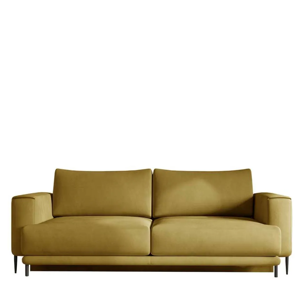 Schlafcouch aus Velours in Senfgelb - Lurymav