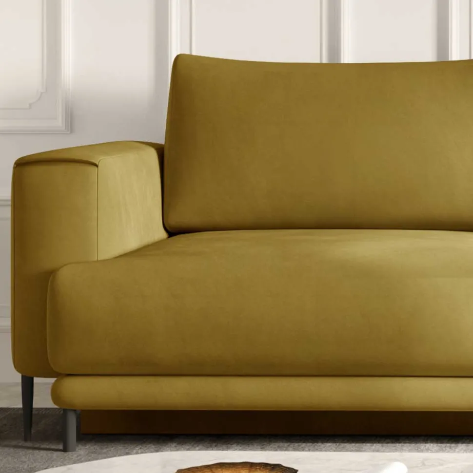 Schlafcouch aus Velours in Senfgelb - Lurymav