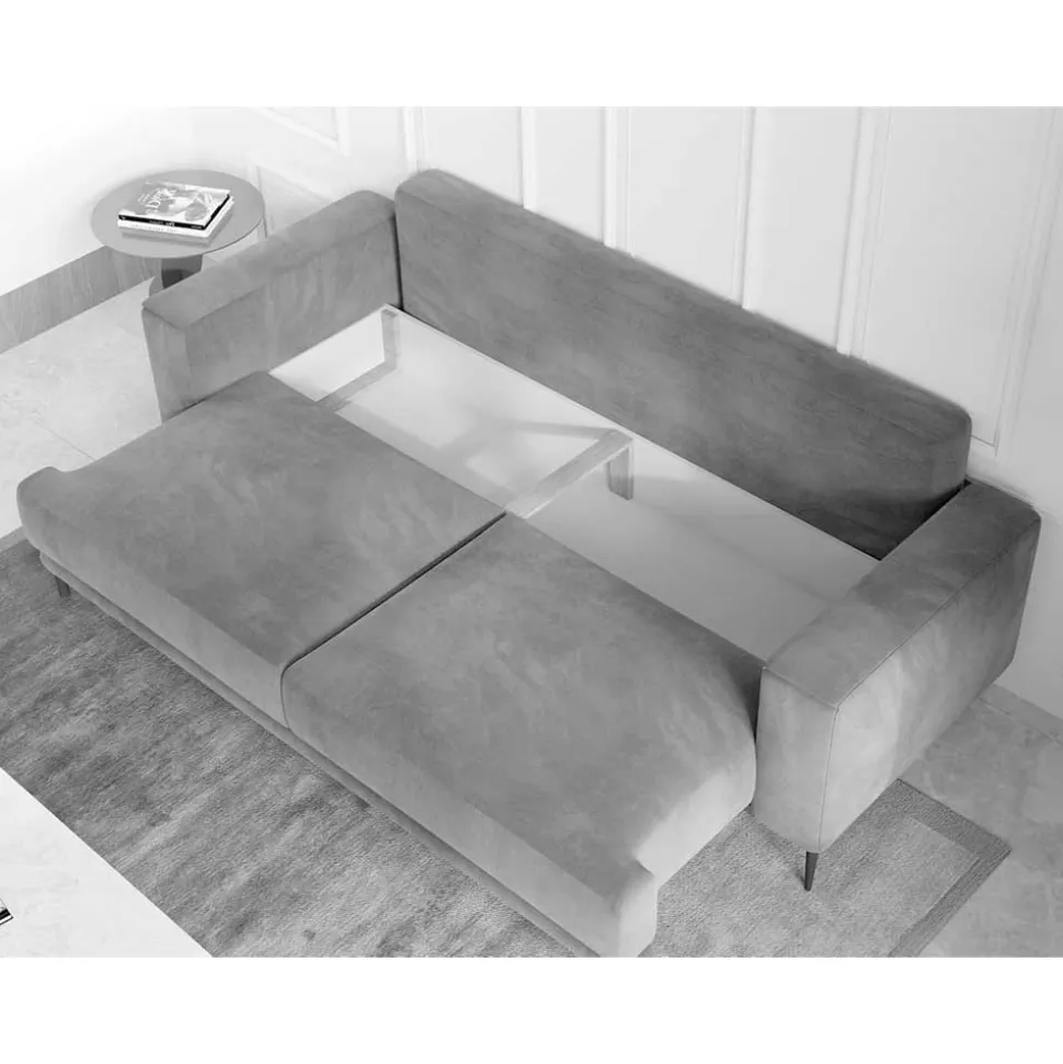 Schlafcouch aus Velours in Senfgelb - Lurymav