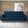 Schlafcouch in Dunkelblau Velours - Tadeuz