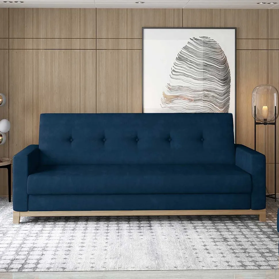 Schlafcouch in Dunkelblau Velours - Tadeuz