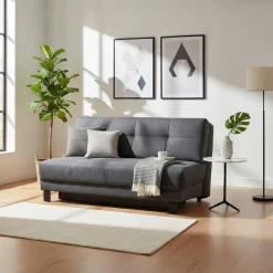 Schlafcouch mit Bettkasten in Dunkelgrau - Lenza