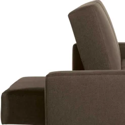 Schlafcouch mit Hocker in Beigegrau mit Chrom - Defelira (zweiteilig)