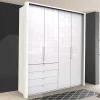 Schlafraum Kleiderschrank in Weiß Glas Front - Dolienca